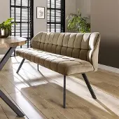 Dimehouse Eetkamerbank Lino Velvet Stof Champagne 180 cm Geblokt - Velvet - Design - 180 x 59 x 84 cm