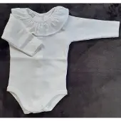 Babidu Romper babidu 1117 wit, ruchekraag