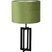 Light & Living Tafellamp Mace/Velours - Zwart/Olijf groen - Ø30x56cm - Tafellamp met kap