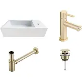 Saniclear fonteinset Alaska rechts met gouden kraan