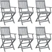 vidaXL Tuinstoelen 6 st inklapbaar met kussens massief acaciahout