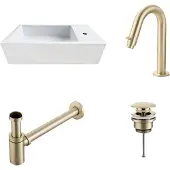 Saniclear fonteinset Alaska rechts met gouden gebogen kraan