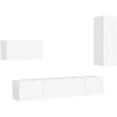 vidaXL 4-delige Tv-meubelset bewerkt hout wit