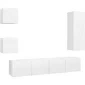 vidaXL 5-delige Tv-meubelset bewerkt hout wit