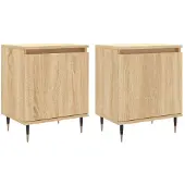 vidaXL Nachtkastjes 2 st 40x30x50 cm bewerkt hout sonoma eikenkleurig