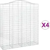 vidaXL Gabionen met boogvorm, 4 stuks, 200x50x220/240 cm, verzinkt staal
