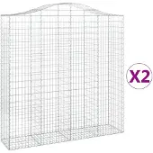 vidaXL Gabionen met boogvorm, 2 stuks, 200x50x200/220 cm, verzinkt staal