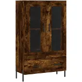 vidaXL Hoge kast 69,5x31x115 cm bewerkt hout gerookt eikenkleurig