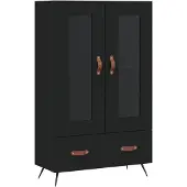 vidaXL Hoge kast 69,5x31x115 cm bewerkt hout zwart