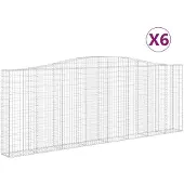vidaXL Gabionen met boogvorm, 6 stuks, 400x30x140/160 cm, verzinkt staal
