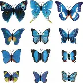 AA Commerce Muurstickers 3D Vlinders Verschillend Design - Blauw