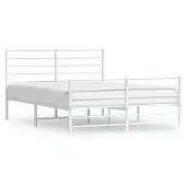 vidaXL Bedframe met hoofd- en voeteneinde metaal wit 140x200 cm