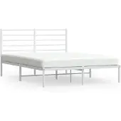 vidaXL Bedframe met hoofdbord metaal wit 120x200 cm