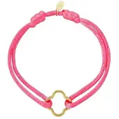 Yehwang Satijnen armband klaver neon Fuchsia RVS