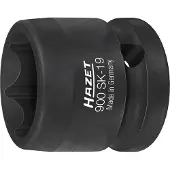 Hazet Krachtdopsleutel 900SK-19 · 1/2 inch (12,5 mm) vierkant hol · Buiten-zeskant-tractieprofiel · SW 19 mm