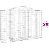 vidaXL Gabionen met boogvorm, 8 stuks, 200x50x140/160 cm, verzinkt staal