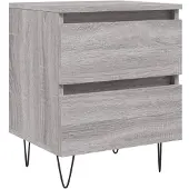 vidaXL Nachtkastje 40x35x50 cm bewerkt hout grijs sonoma eikenkleurig