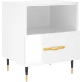 vidaXL Nachtkastje 40x35x47,5 cm bewerkt hout hoogglans wit