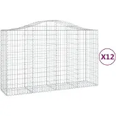 vidaXL Schanskorven 12 st gewelfd 200x50x120/140 cm ijzer