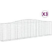 vidaXL Schanskorven 3 st gewelfd 400x30x100/120 cm ijzer