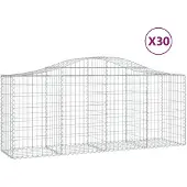vidaXL Gabionen met boogvorm, 30 stuks, 200x50x80/100 cm, verzinkt staal