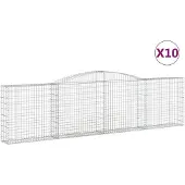 vidaXL Gabionen met boogvorm, 10 stuks, 400x30x100/120 cm, verzinkt staal