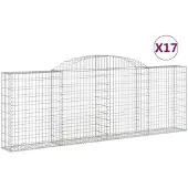 vidaXL Gabionen met hoge boog, 17 stuks, 300x30x100/120 cm, verzinkt staal
