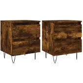 vidaXL Nachtkastjes 2 st 40x35x50 cm bewerkt hout gerookt eikenkleurig