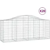 vidaXL Gabionen met boogvorm, 20 stuks, 200x50x80/100 cm, verzinkt staal