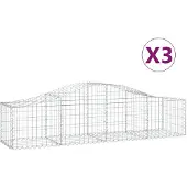 vidaXL Schanskorven 3 st gewelfd 200x50x40/60 cm gegalvaniseerd ijzer