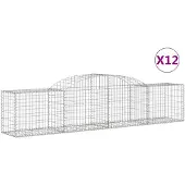 vidaXL Gabionen met boogvorm, 12 stuks, 300x50x60/80 cm, verzinkt staal