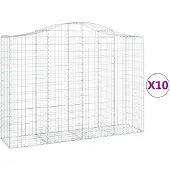 vidaXL Gabionen met boogvorm, 10 stuks, 200x50x140/160 cm, verzinkt staal