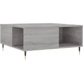 vidaXL Salontafel 80x80x36,5 cm bewerkt hout grijs sonoma eikenkleurig