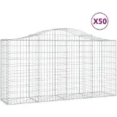 vidaXL Gabionen met boogvorm, 50 stuks, 200x50x100/120 cm, verzinkt staal