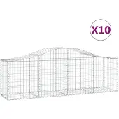 vidaXL Schanskorven 10 st gewelfd 200x50x60/80 cm gegalvaniseerd ijzer