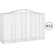 vidaXL Gabionen met boogvorm, 11 stuks, 200x50x120/140 cm, verzinkt staal