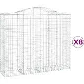vidaXL Schanskorven 8 st gewelfd 200x50x160/180 cm ijzer