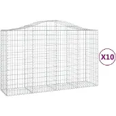 vidaXL Gabionen met boogvorm, 10 stuks, 200x50x120/140 cm, verzinkt staal