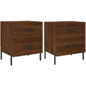 vidaXL Nachtkastjes 2 st 40x35x47,5 cm bewerkt hout bruin eikenkleur