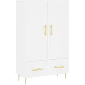 vidaXL Hoge kast, wit, 69,5 x 31 x 115 cm, houtvezel