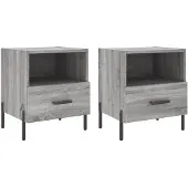 vidaXL Nachtkastjes 2 st 40x35x47,5 cm bewerkt hout grijs sonoma eiken