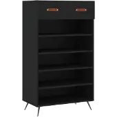 vidaXL Schoenenkast 60x35x105 cm bewerkt hout zwart