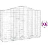 vidaXL Gabionen met boogvorm, 6 stuks, 200x50x140/160 cm, verzinkt staal