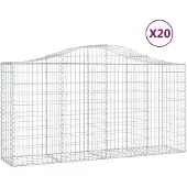 vidaXL Gabionen met boogvorm, 20 stuks, 200x50x100/120 cm, verzinkt staal