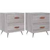 vidaXL Nachtkastjes 2 st 40x35x47,5 cm bewerkt hout grijs sonoma eiken