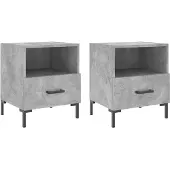 vidaXL Nachtkastjes 2 st 40x35x47,5 cm bewerkt hout betongrijs