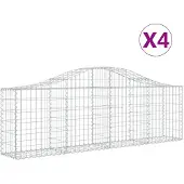 vidaXL Gabionen met boogvorm, 4 stuks, 200x30x60/80 cm, verzinkt staal