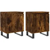 vidaXL Nachtkastjes 2 st 40x30x50 cm bewerkt hout gerookt eikenkleurig