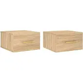 vidaXL Nachtkastjes 2 st wandgemonteerd 35x35x20 cm sonoma eikenkleur
