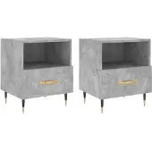 vidaXL Nachtkastjes 2 st 40x35x47,5 cm bewerkt hout betongrijs